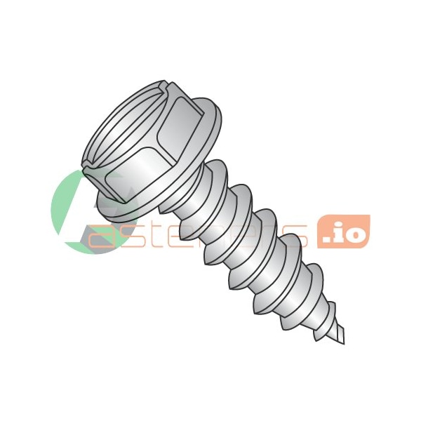Newport Fasteners Sheet Metal Screw, #12 x 1-1/2 in, 18-8 Stainless Steel Hex Head Slotted Drive, 1000 PK 653855 - main